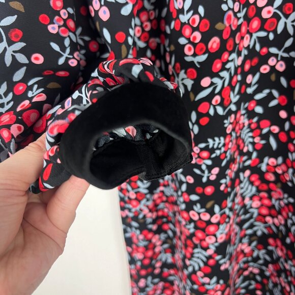 NWT LOFT Long Sleeve Berry Print Velvet Trim Shift Dress Size Medium M NEW - Picture 5 of 14